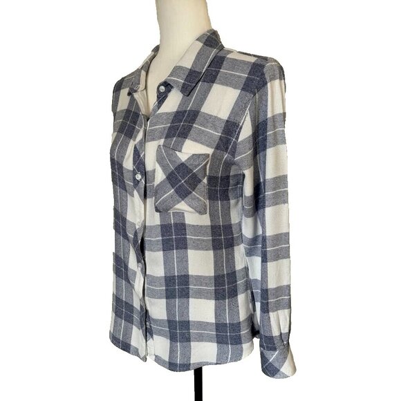 RAILS Long Sleeve Shirt Size Small Button Up White Blue Hunter River Melange - Picture 5 of 7